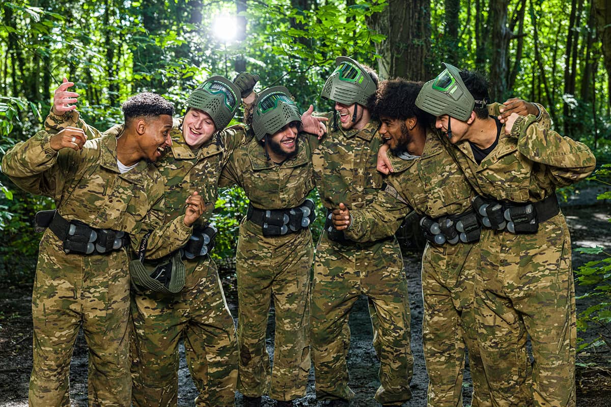 Paintball squad in forest