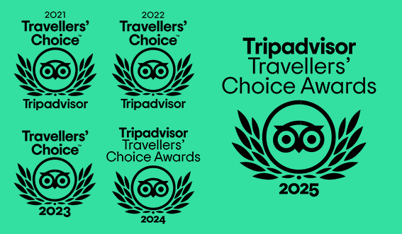 Tripadvisor Travellers’ Choice 2021, 2022, 2023, 2024 and 2025